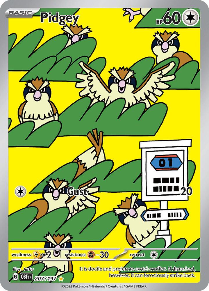 Pidgey Illustration Rare 207/197 Obsidian Flames