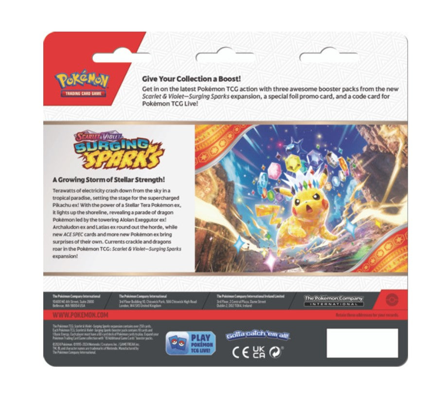 Pokemon TCG: Scarlet and Violet Surging Sparks 3-Pack Boosters